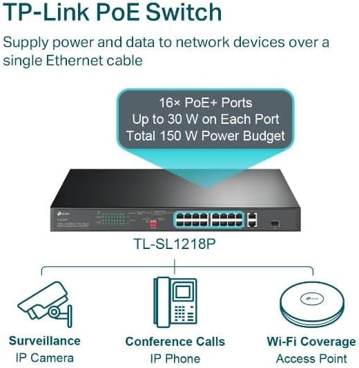 TP-Link 16-Port 10/100Mbps + 2-Port Gigabit Rackmount Switch with 16-Port PoE+ - Image 3