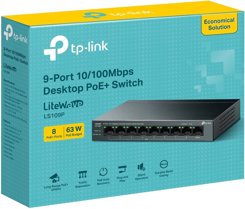 TP-Link  9-Port 10/100 Mbps Desktop Switch with 8-Port PoE+ - Image 3