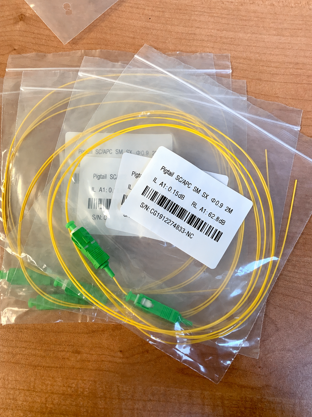 Simplex SC/APC 9/125 Single Mode Fiber Optic Pigtail 2M